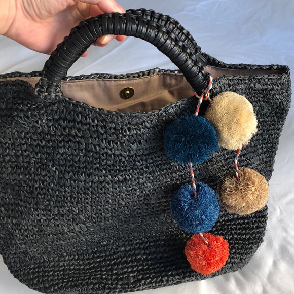 Reformation Kayu Belle Black Straw Tote - Picture 2 of 3